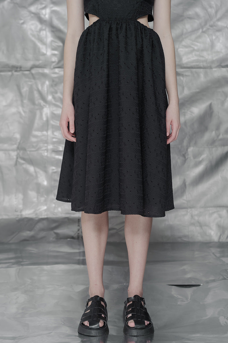 Embroidery Cut Dress In Black