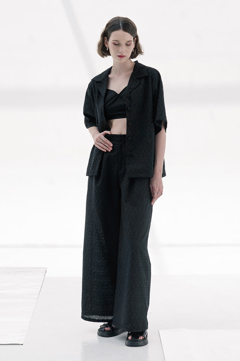 Embroidery Long Pants In Black