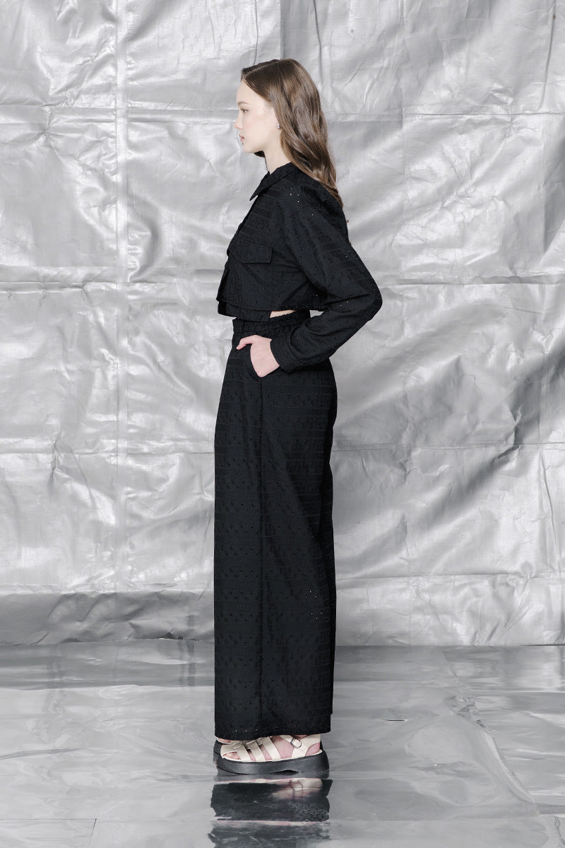 Embroidery Long Pants In Black