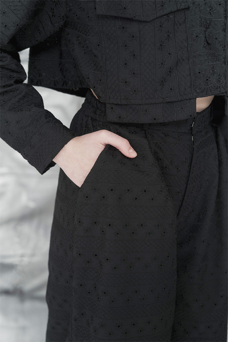Embroidery Long Pants In Black