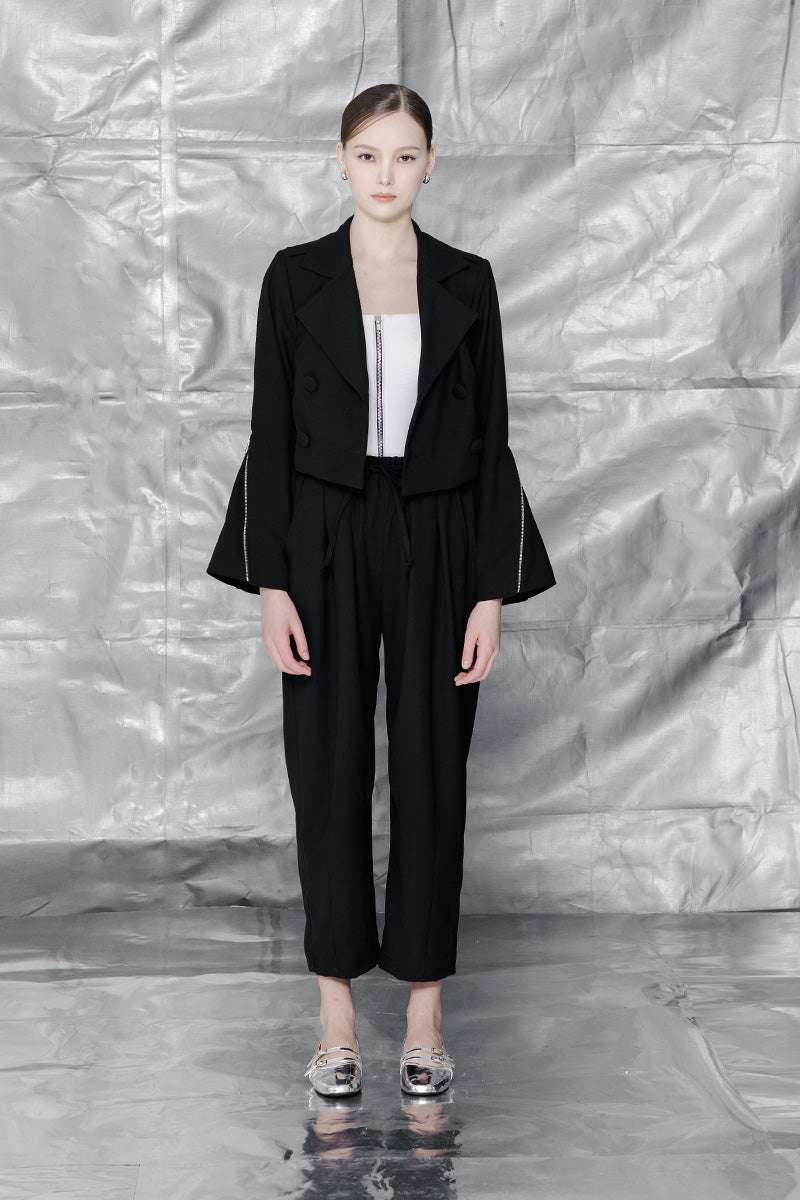 Zipper Crop Jacket In Black