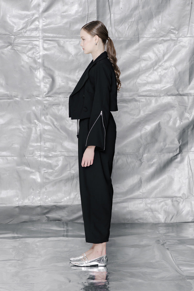 Zipper Crop Jacket In Black