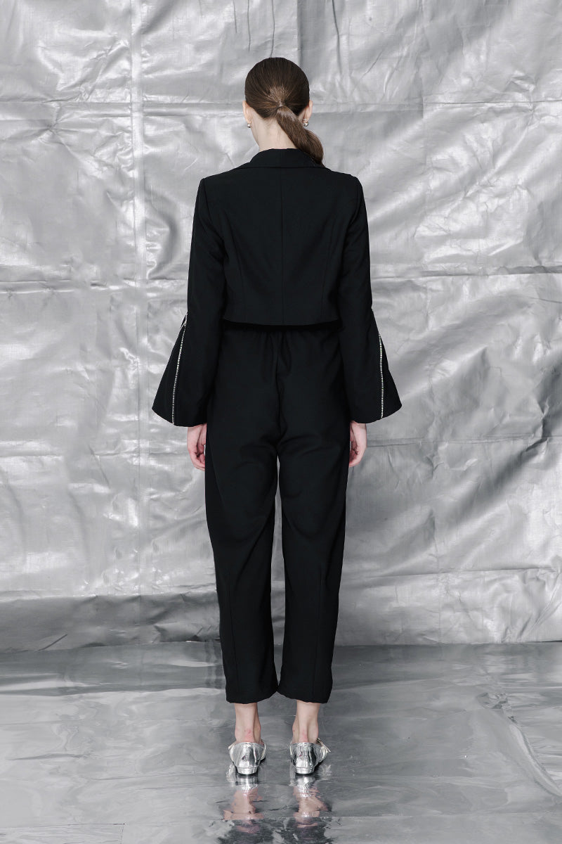 Zipper Crop Jacket In Black