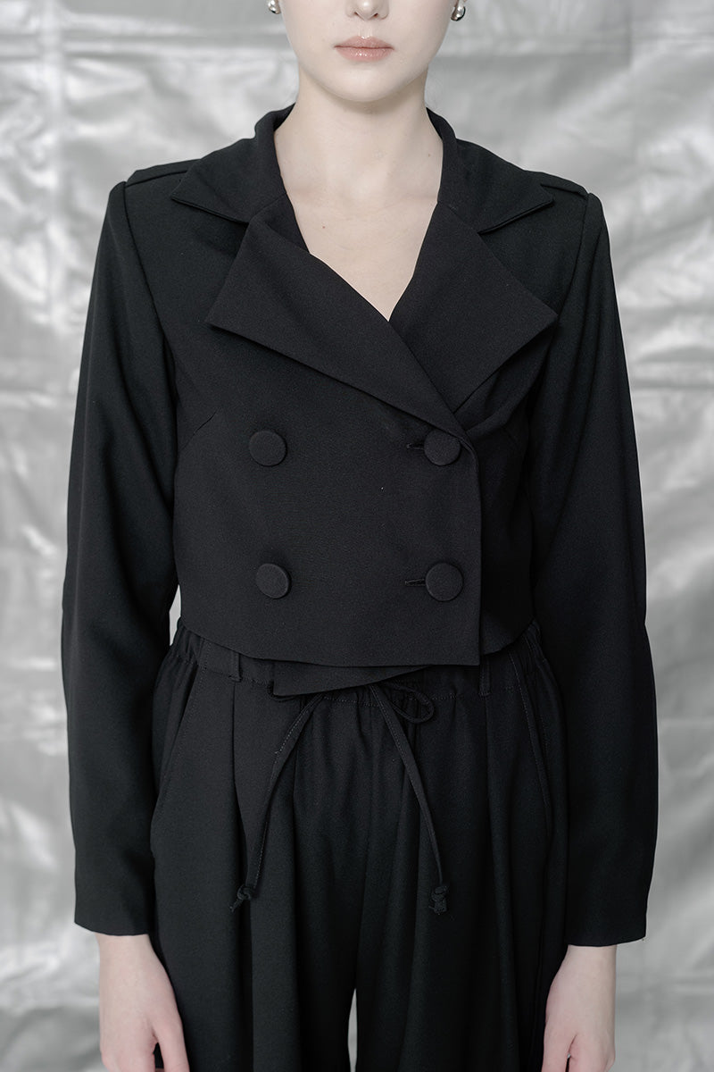 Zipper Crop Jacket In Black