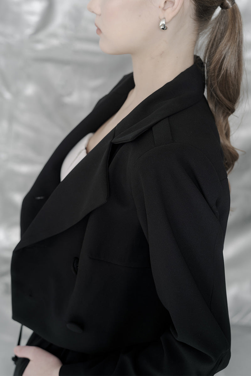 Zipper Crop Jacket In Black