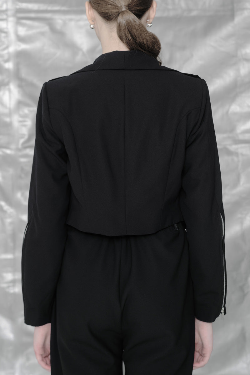 Zipper Crop Jacket In Black