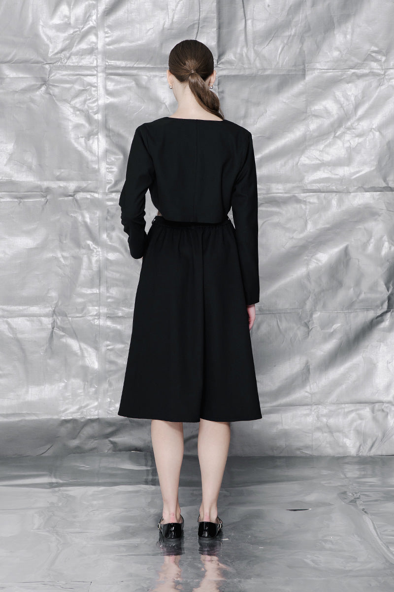 Zipper Midi Skirt In Black
