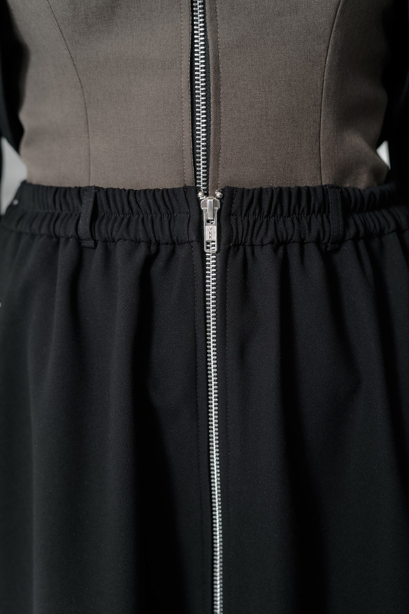 Zipper Midi Skirt In Black