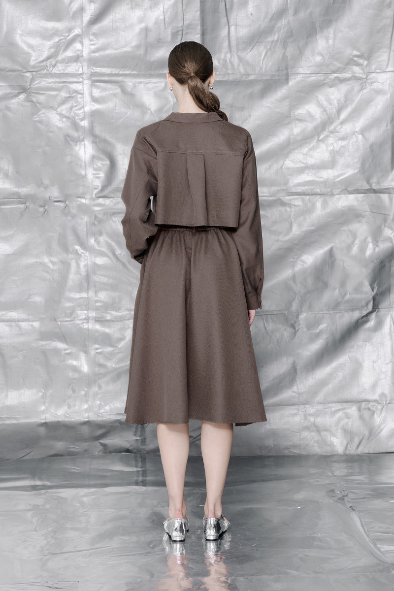 Zipper Midi Skirt In Dark Khaki