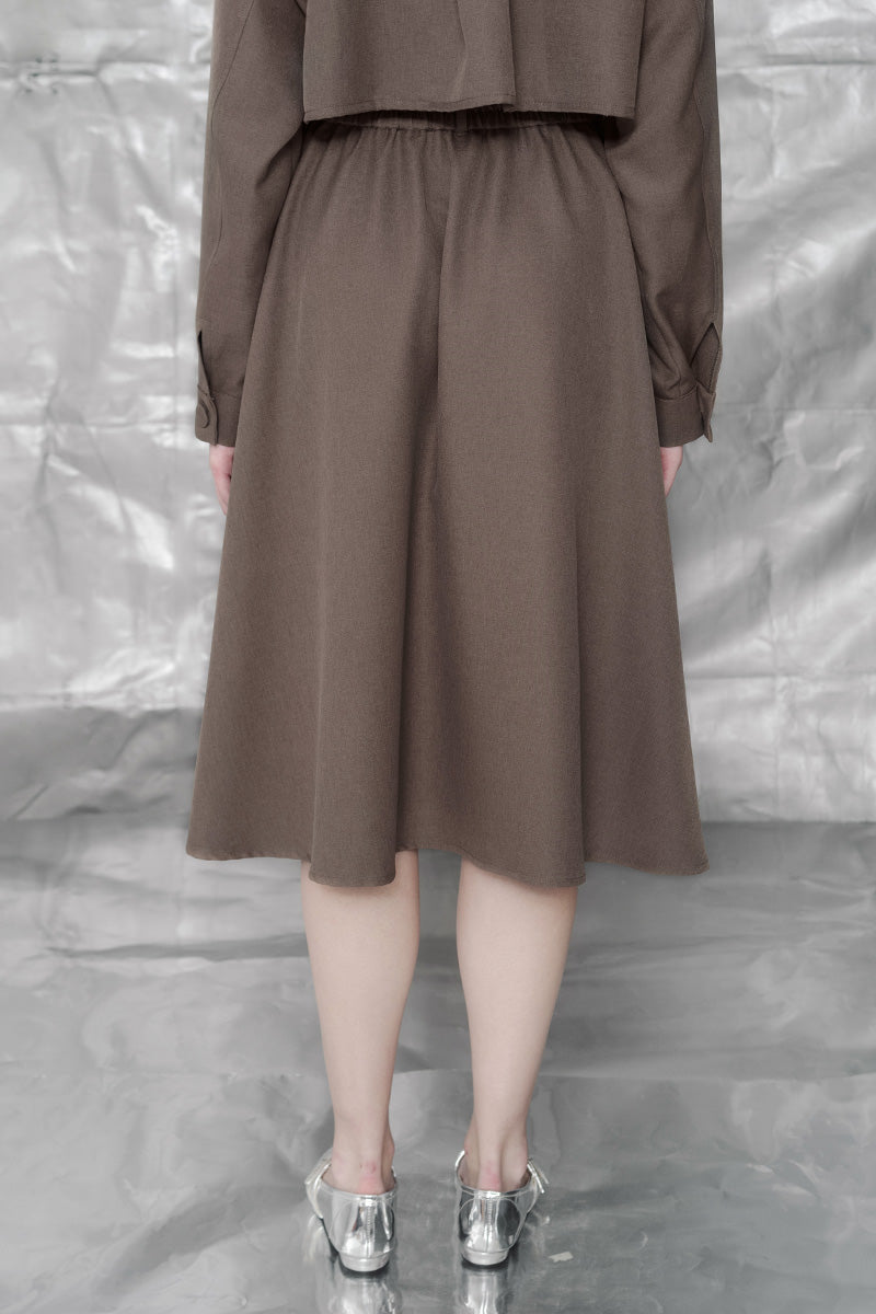 Zipper Midi Skirt In Dark Khaki