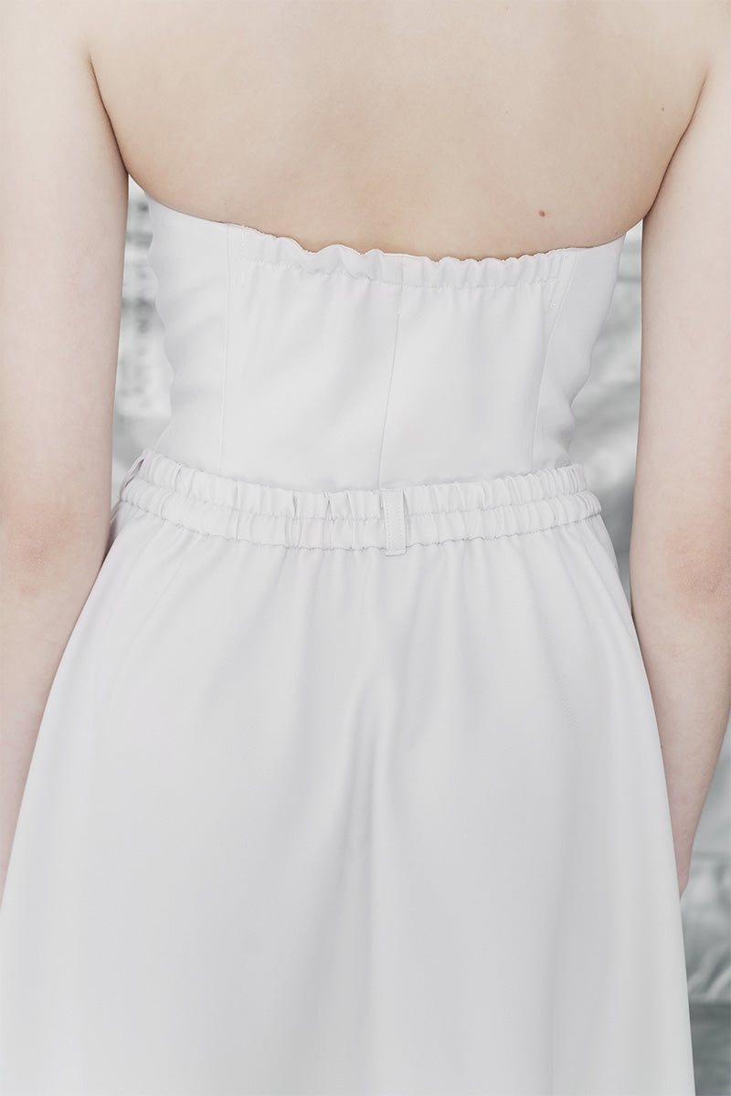 Zipper Midi Skirt In Light Grey