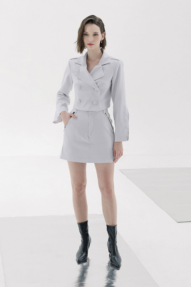Zipper Skort In Light Grey