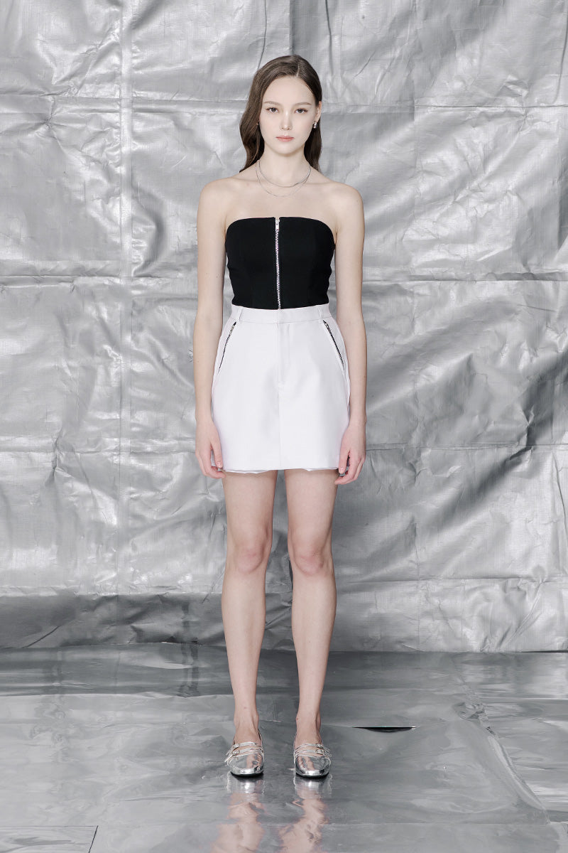 Zipper Skort In Light Grey