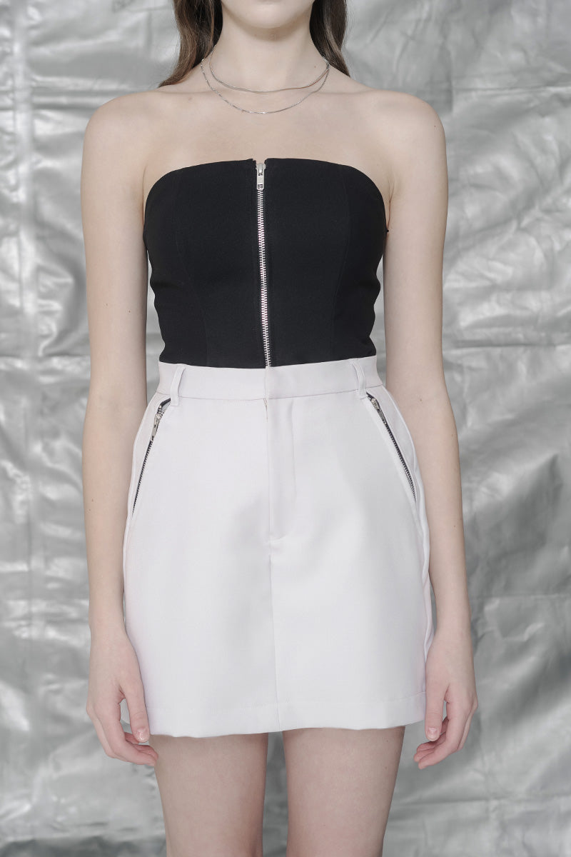 Zipper Skort In Light Grey