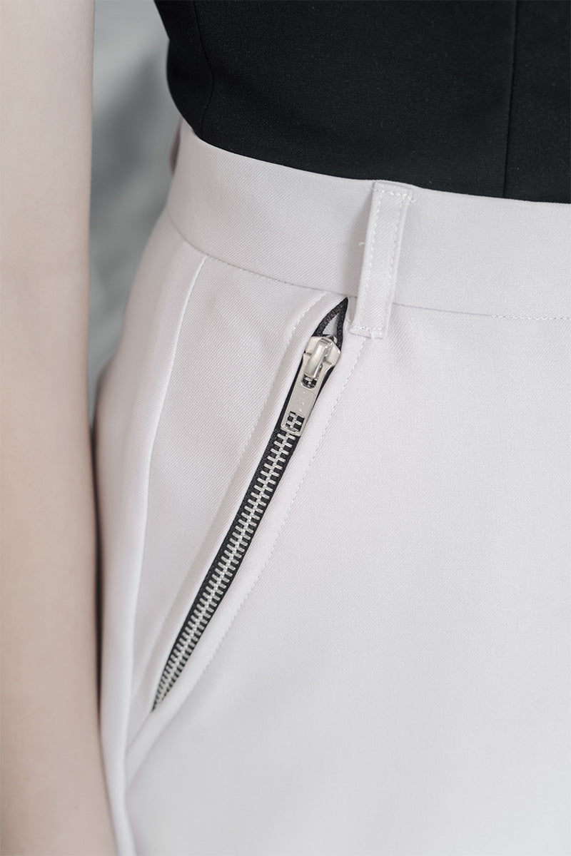 Zipper Skort In Light Grey