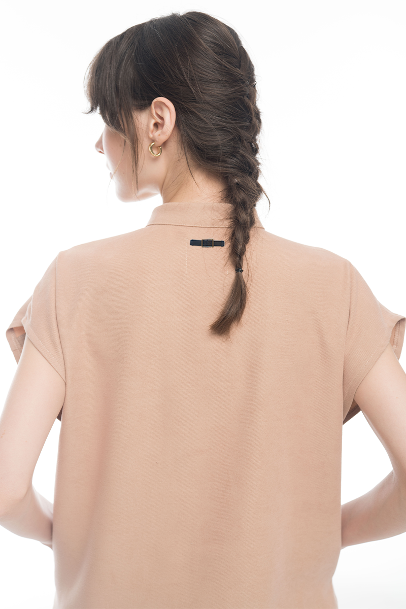 Cap-Sleeved Utility Top In Camel