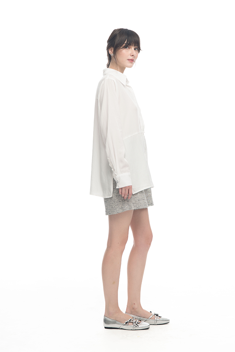 Cross-Button Shirt In White