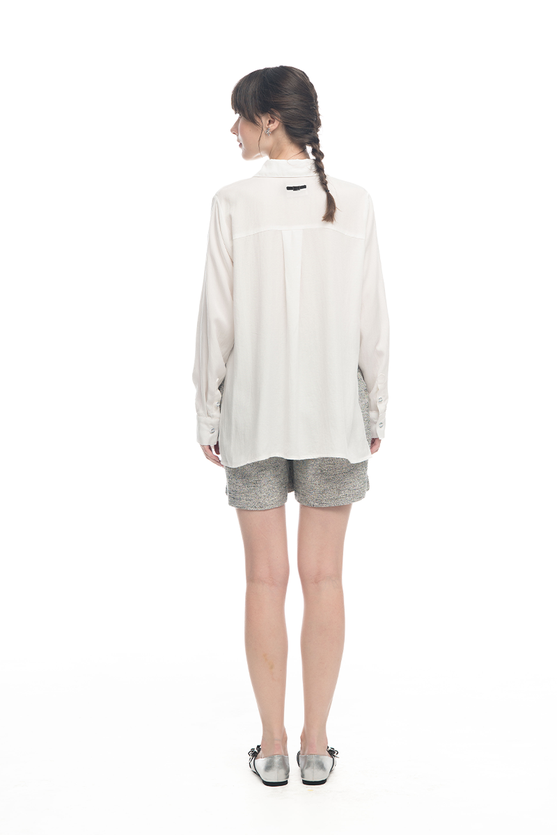 Cross-Button Shirt In White