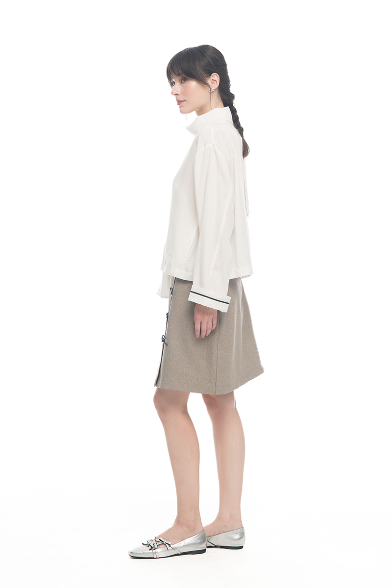 Scarf-Neck Blouse In White