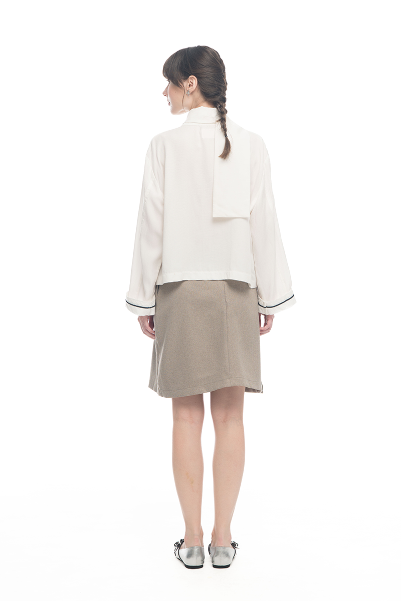 Scarf-Neck Blouse In White