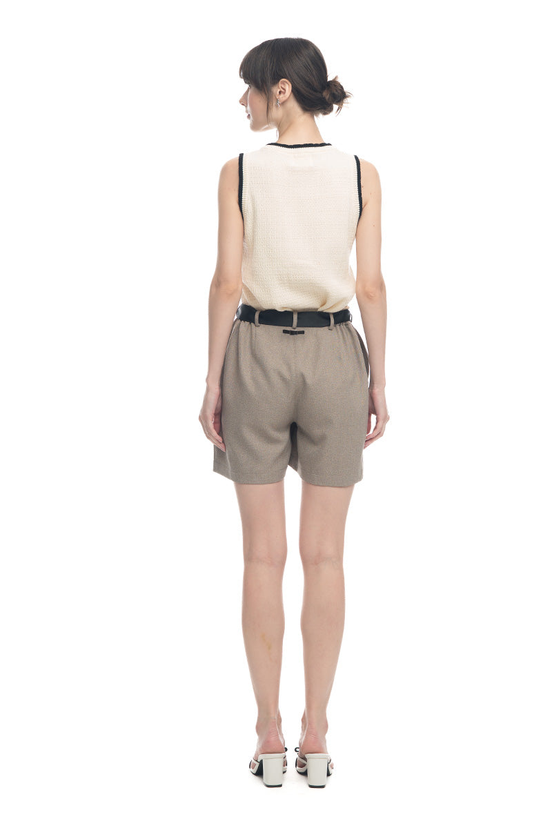 Bow Belt Shorts In Taupe