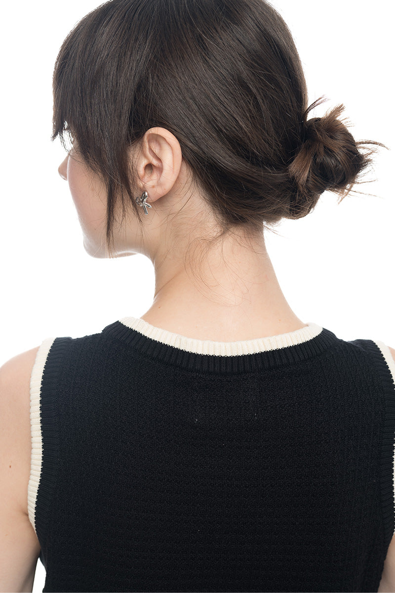 Knitted Top With Contrast Piping In Black
