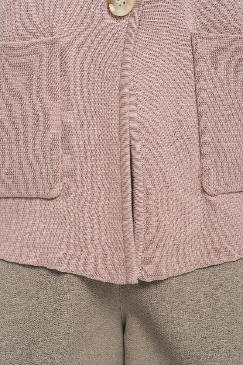 Knitted Top With Detachable Shawl In Mauve Pink