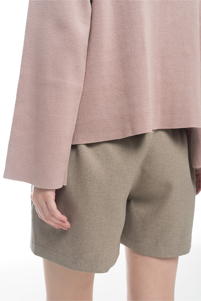 Knitted Top With Detachable Shawl In Mauve Pink