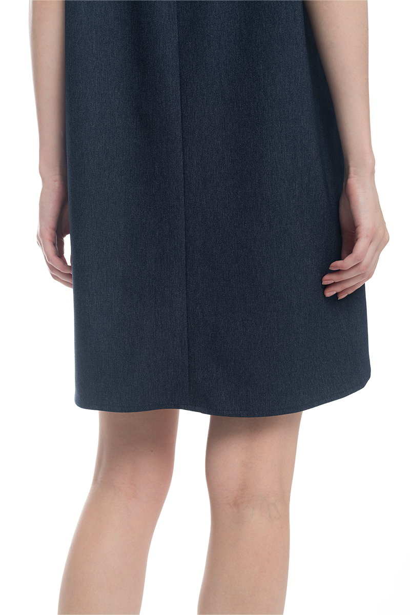 Lace-Up Ribbon Dress In Denim Blue