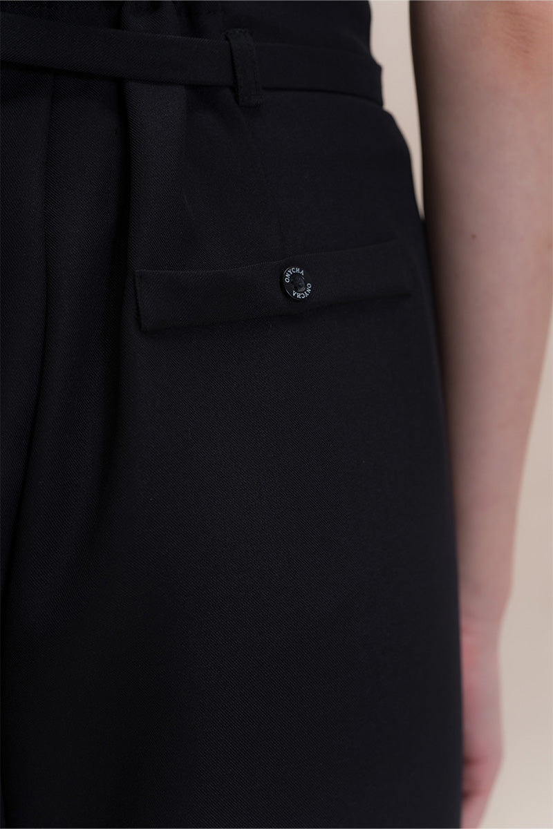 Asymmetric Wrap Wide Leg Pants In Black