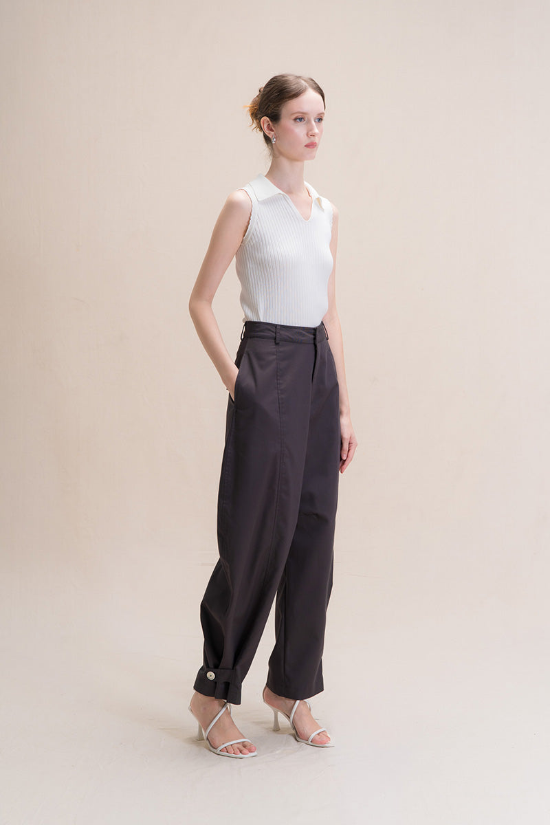 Barrel Pants With Ankle Button Details In Graphite