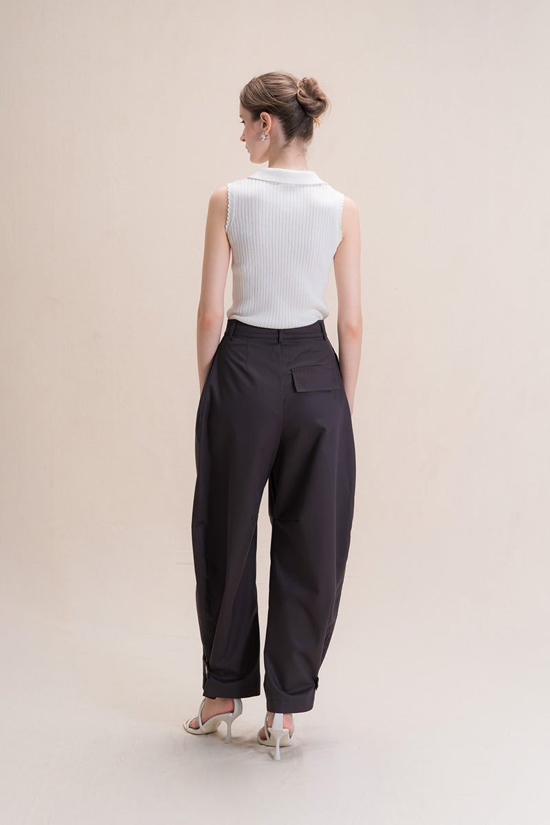 Barrel Pants With Ankle Button Details In Graphite
