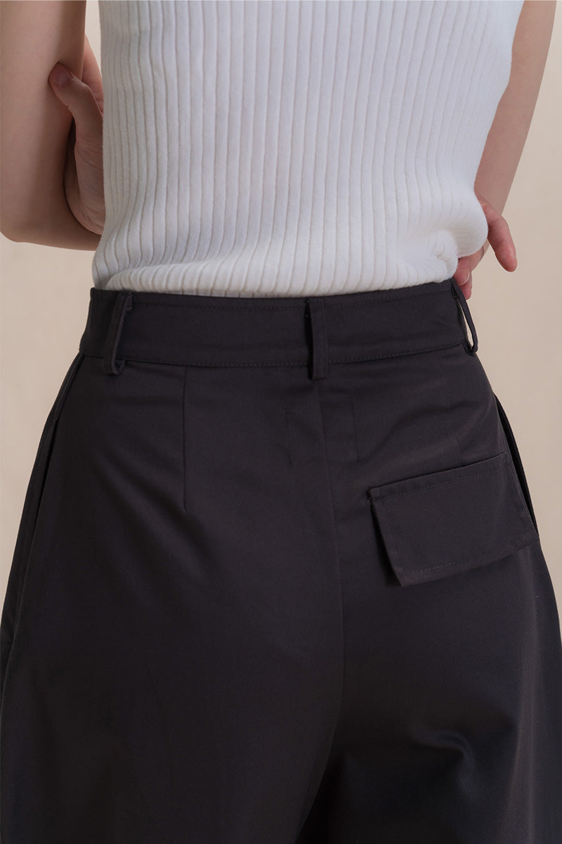 Barrel Pants With Ankle Button Details In Graphite