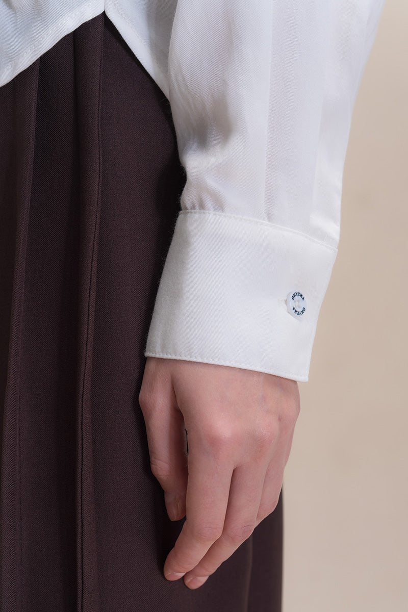 Pleated Shirt In White Tencel