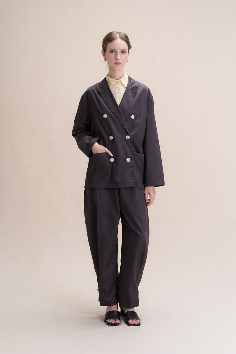 Relaxed Fit Blazer With Statement Buttons In Graphite