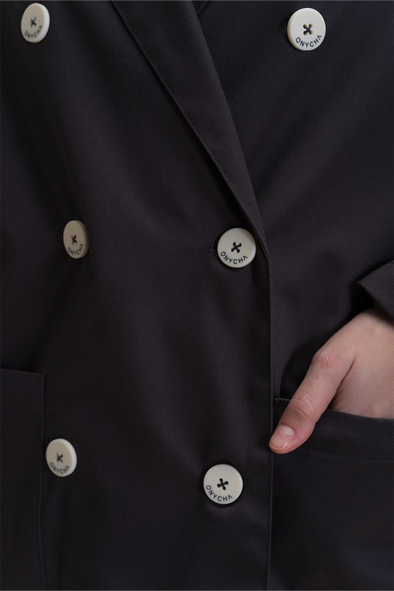Relaxed Fit Blazer With Statement Buttons In Graphite