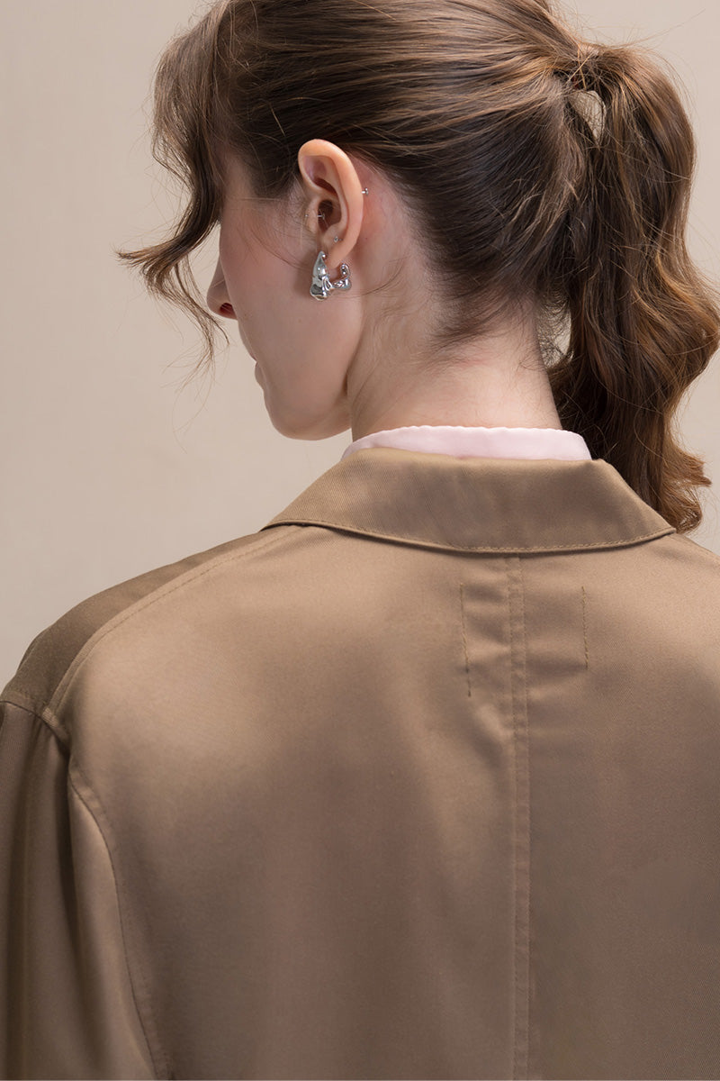 Relaxed Fit Blazer With Statement Buttons In Toffee Brown