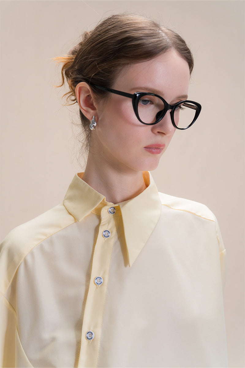 Shirt With Asymmetric Buttons In Buttercream