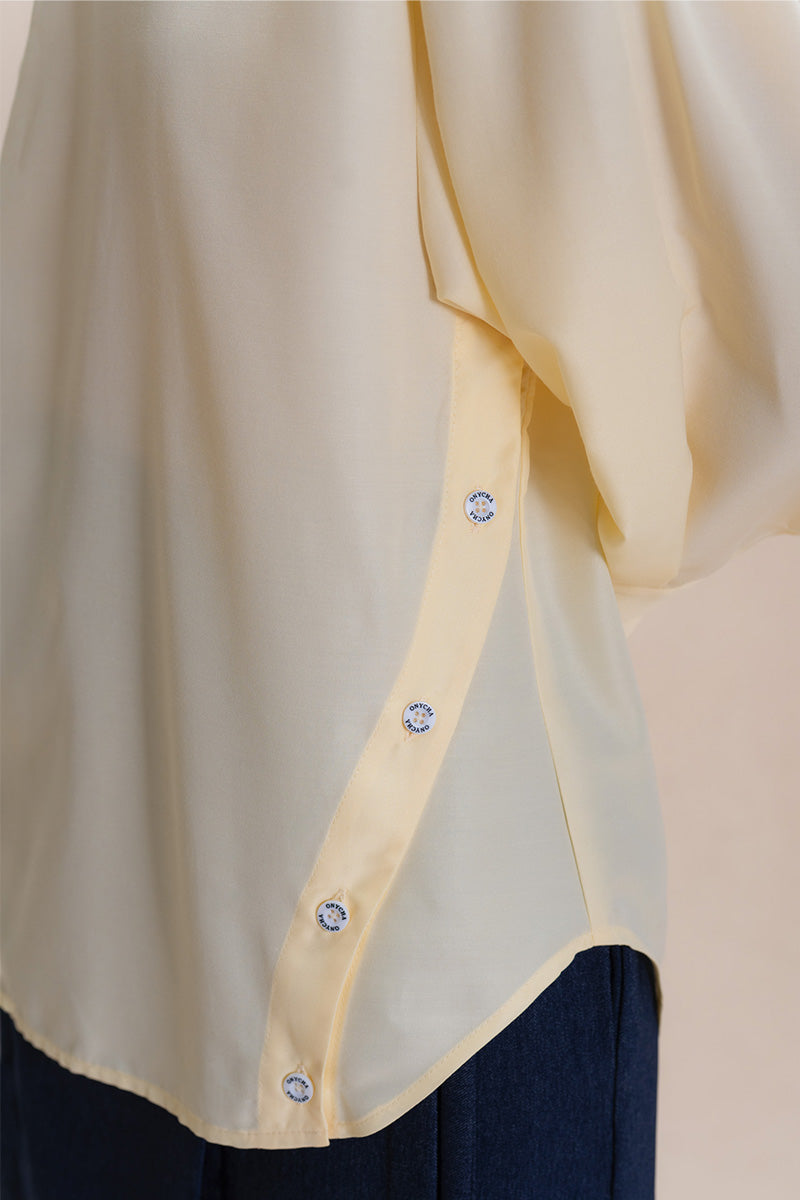 Shirt With Asymmetric Buttons In Buttercream