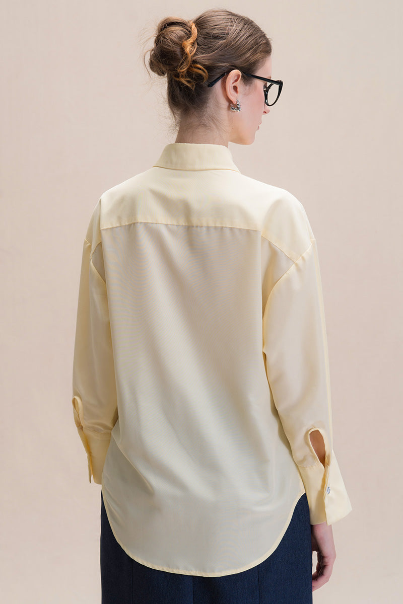 Shirt With Asymmetric Buttons In Buttercream