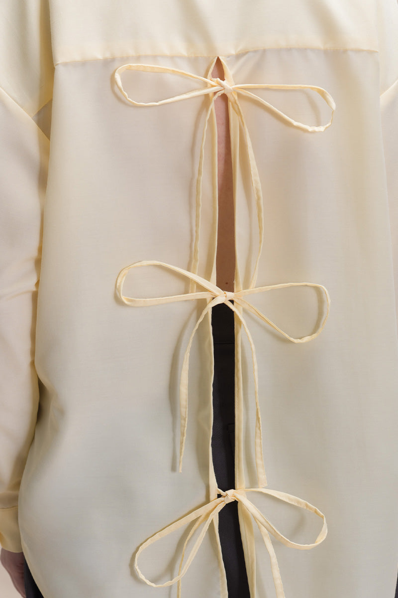 Shirt With Back Ties In Buttercream