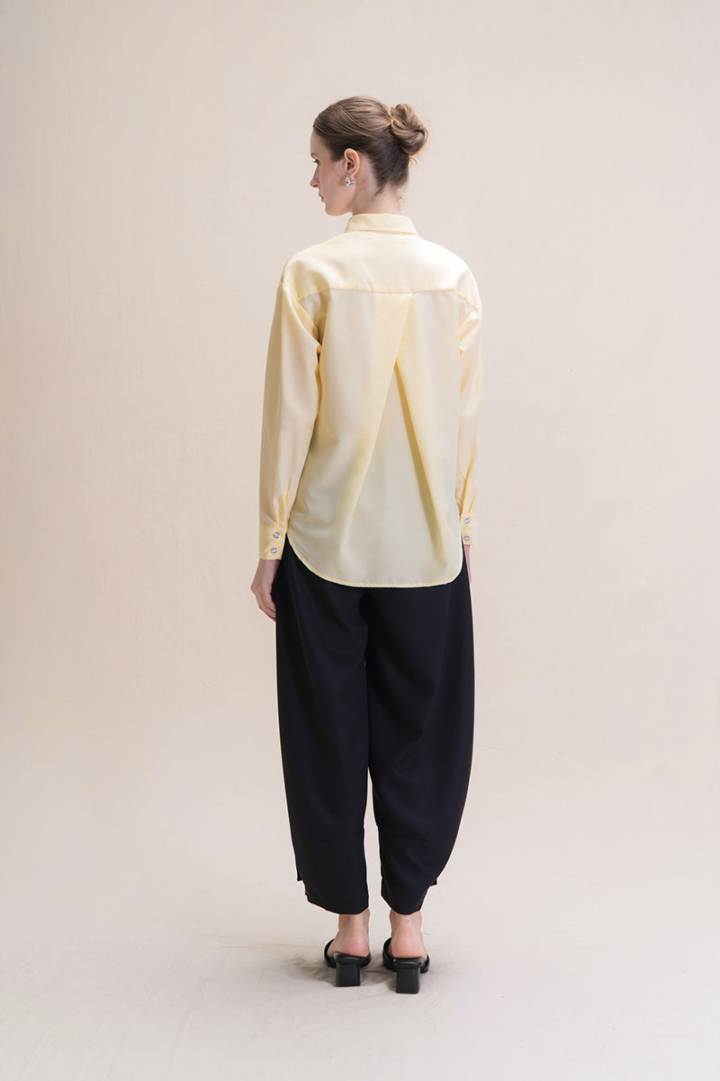 Shirt With Twisted Back Detail In Buttercream
