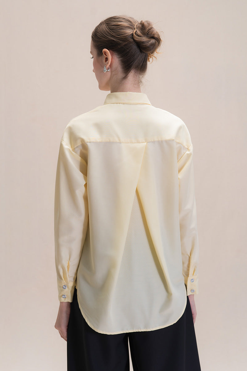 Shirt With Twisted Back Detail In Buttercream