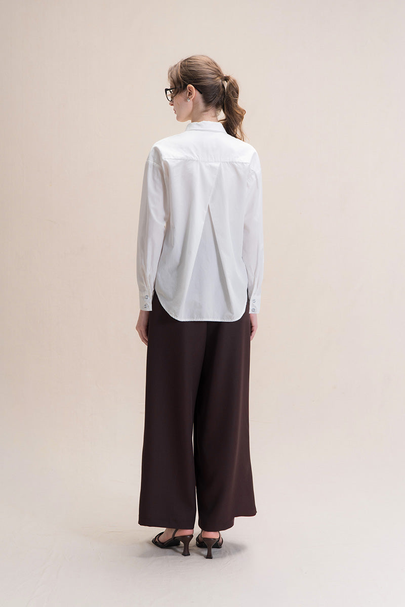 Shirt With Twisted Back Detail In White Tencel