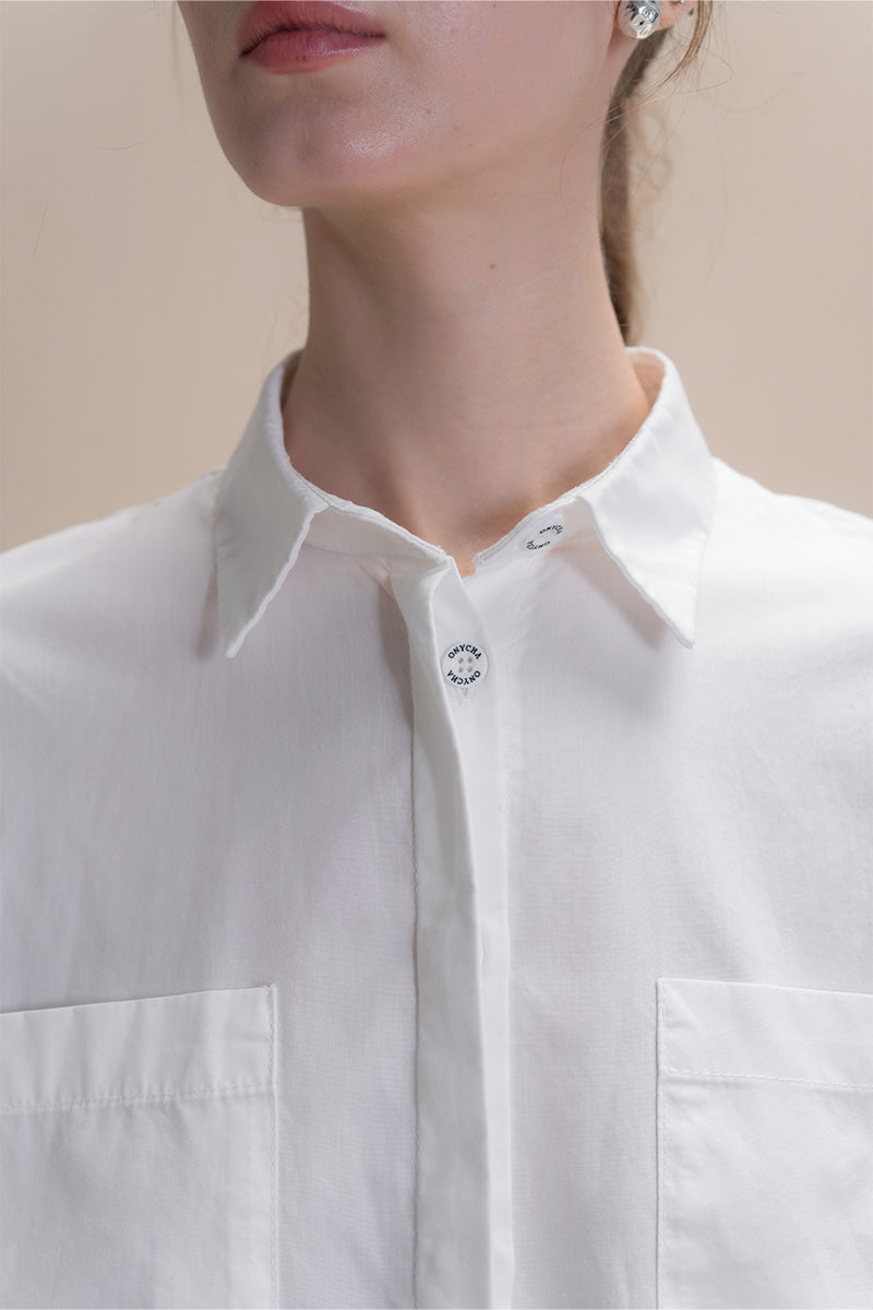 Shirt With Twisted Back Detail In White Tencel