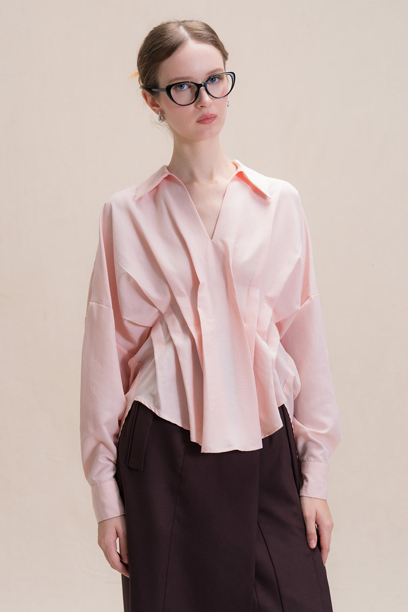 Pleated Shirt In Peach Pink