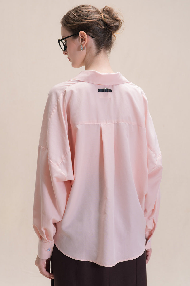Pleated Shirt In Peach Pink