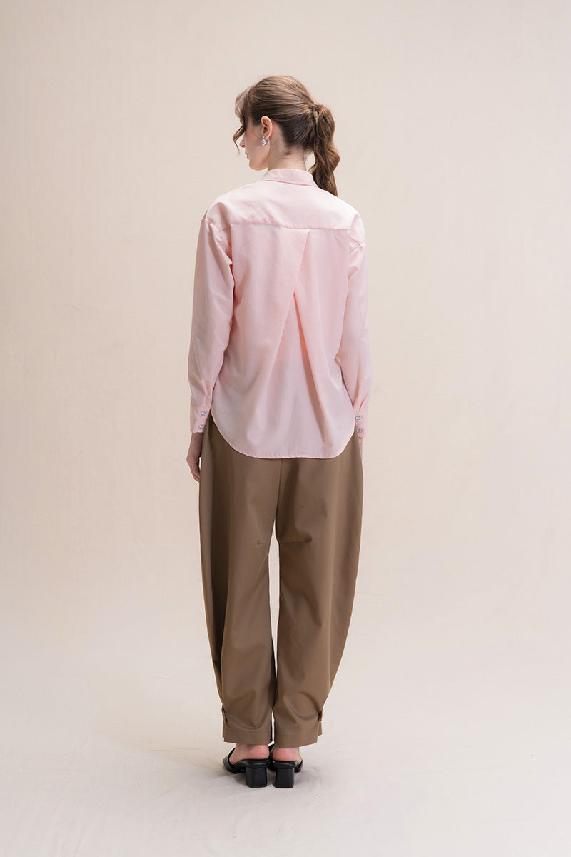 Shirt With Twisted Back Detail In Peach Pink