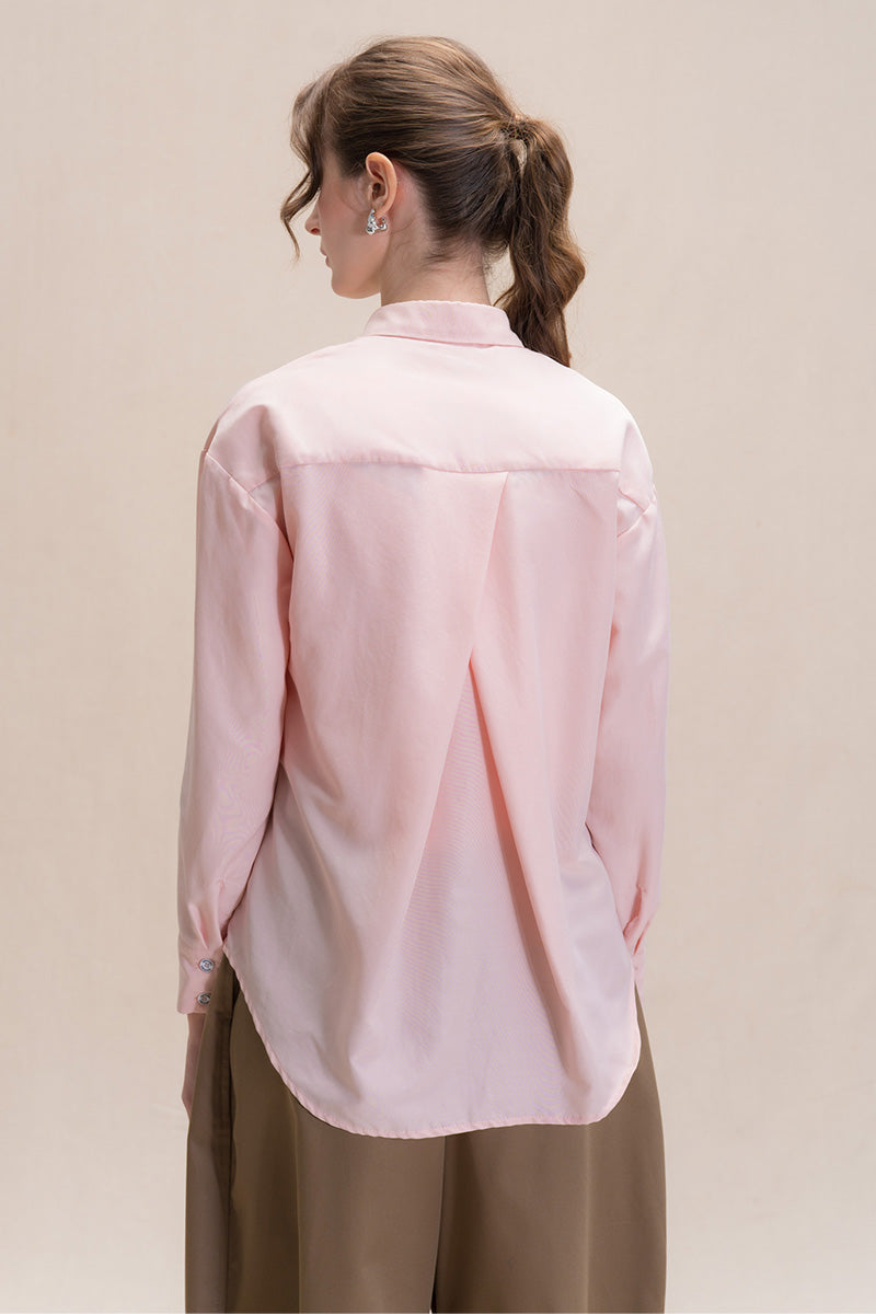 Shirt With Twisted Back Detail In Peach Pink