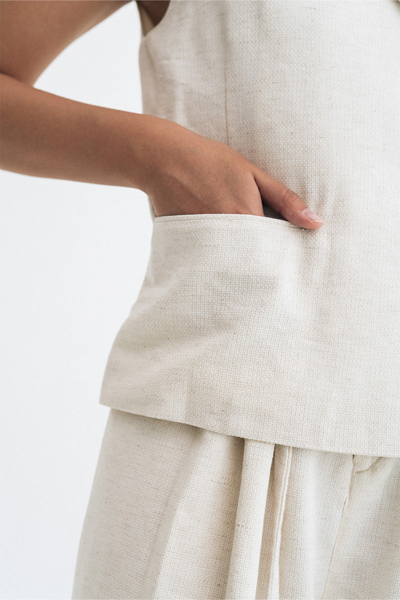 Buckle 15 Natural Collar Vest In Broken White